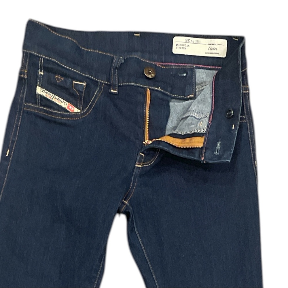 Diesel Livier W25 Tall 32” Inseam Super Slim Jegging Dark Indigo Stretch Denim